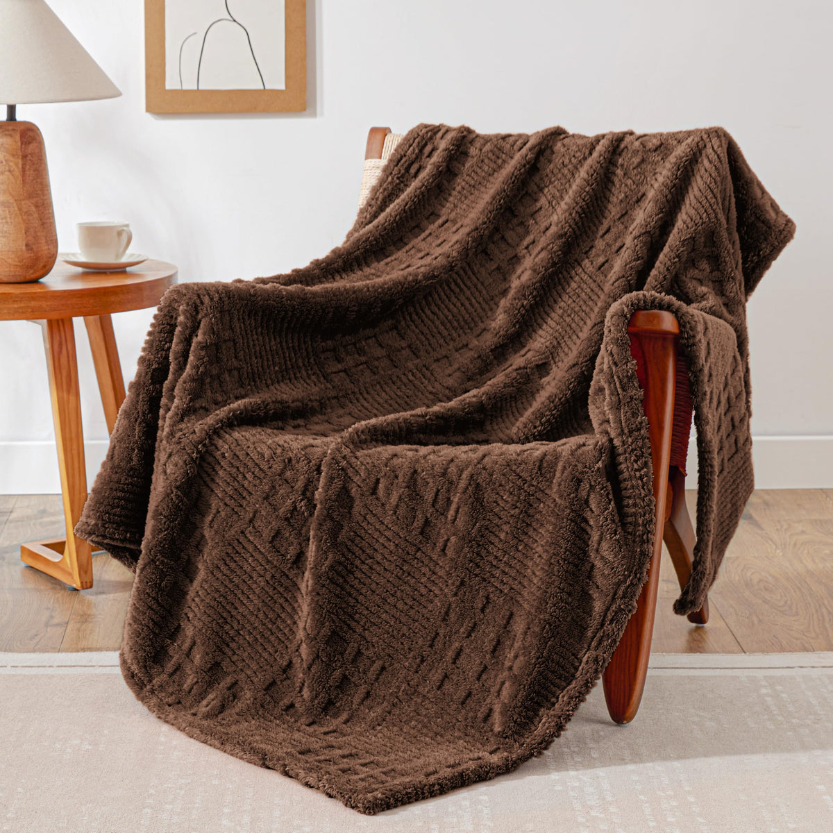 EXQ Home Turtle Shell Throw Blanket Beige for Couch Gentle Soft Fleece