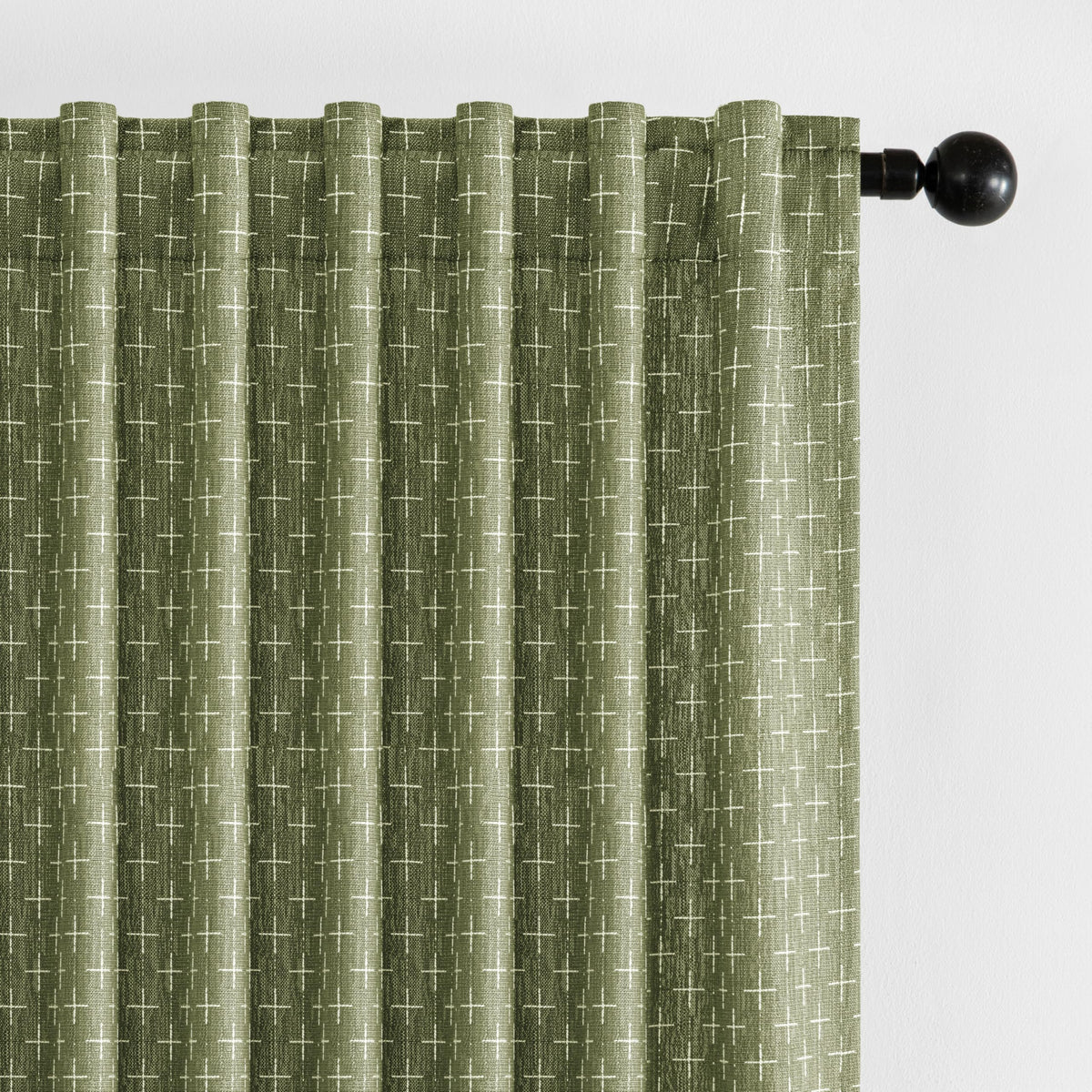 MIULEE Patterned Farmhouse Linen Curtains, Back Tab, 52Wx84L, Blue