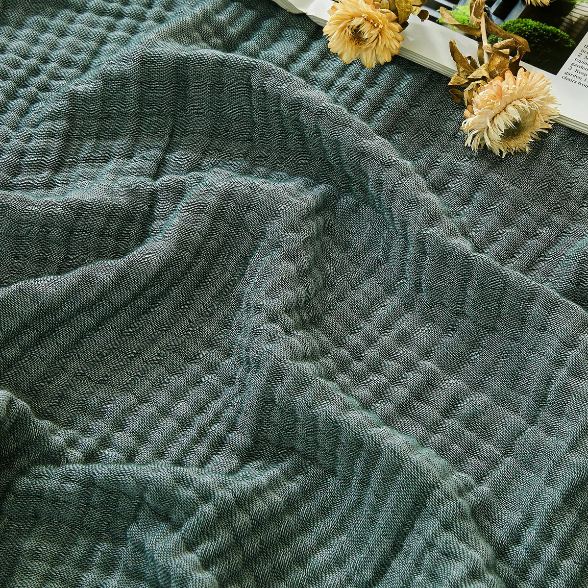 EMME Muslin Cotton Blanket Adults Heather Navy Throw XL 50"x70"
