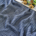 EMME Muslin Cotton Blanket Adults Heather Navy Throw XL 50"x70"